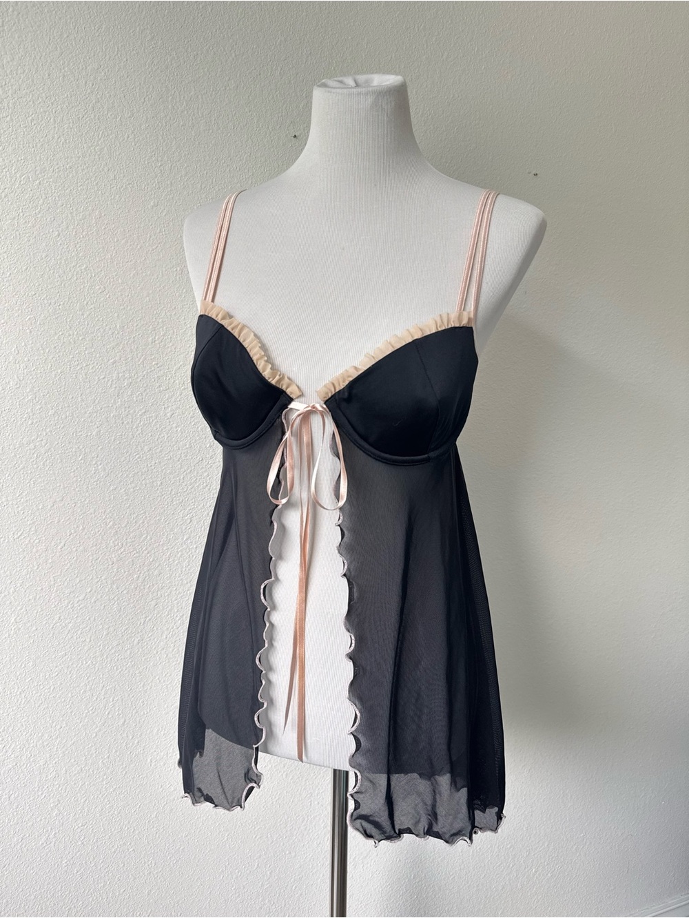 Victoria’s Secret Black & Blush Sheer Babydoll Cami